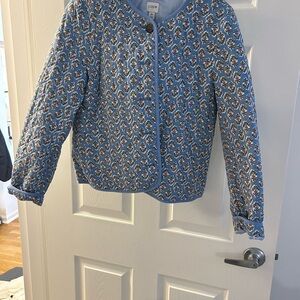 J. Crew Blue Quilted Floral Jacket